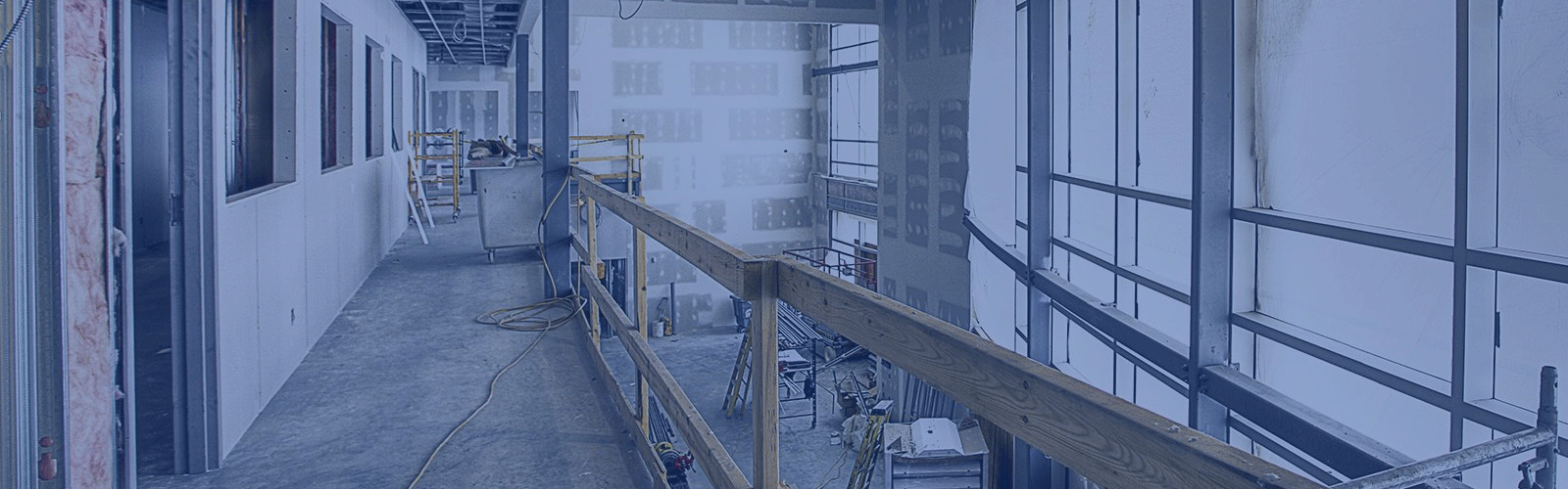 Construction site with blue tint