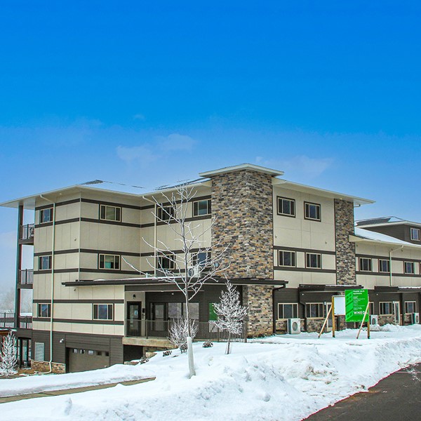 Exterior Road View at Prairie Haus Apartments