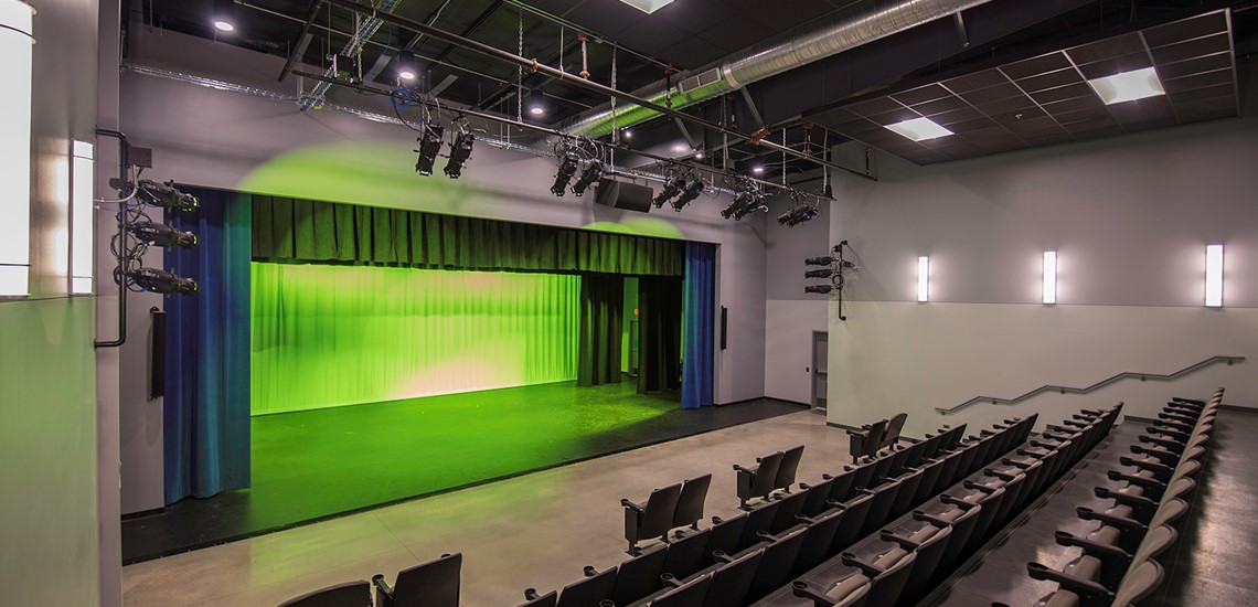 Green Lit Stage at Verona Area Community Theater