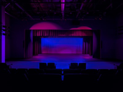Purple Lit Stage at Verona Area Community Theater