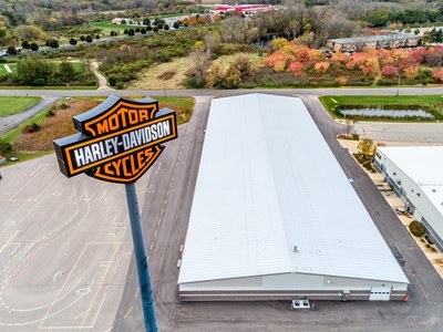 Aerial View of Sign and Building at Harley Davidson of Madison