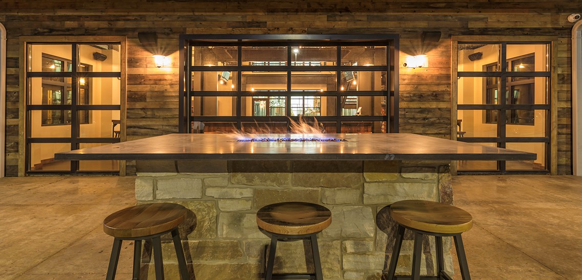 Fireplace and Storefront at Dancing Goat Distillery