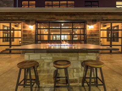Fireplace and Storefront at Dancing Goat Distillery