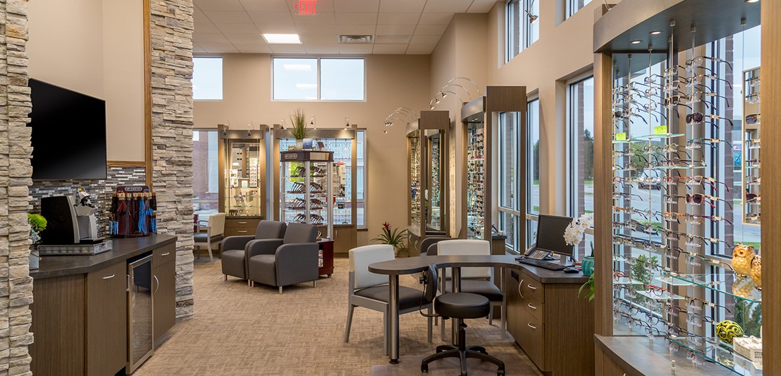 Lounge and Display Case at Isthmus Eye Care